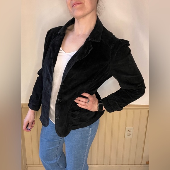 St. Johns Bay Corduroy Jacket Black Cotton Three Button Vintage Women’s Sz PXL - Picture 1 of 11